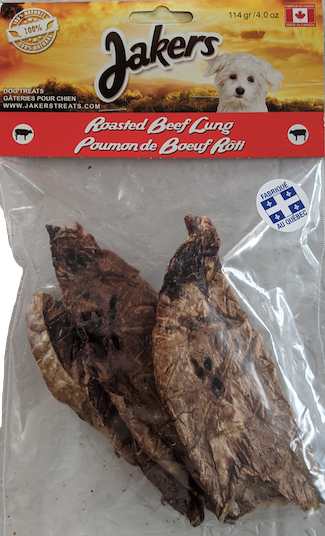 4 Bags of Jakers Roasted Beef Lung